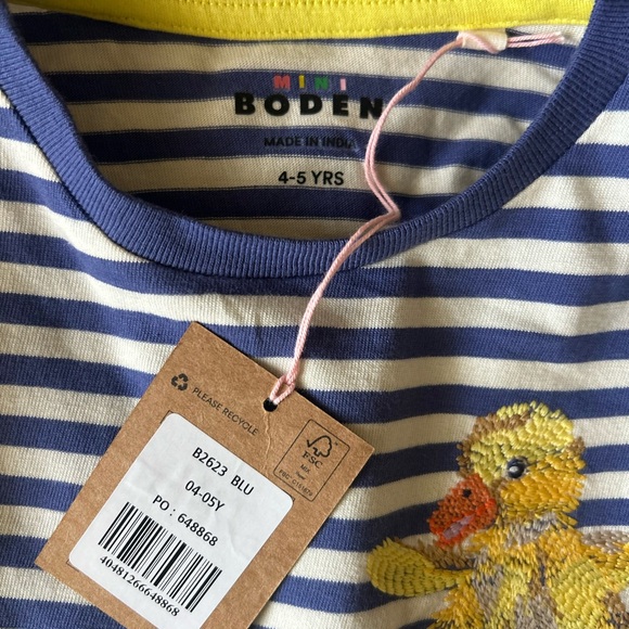 Mini Boden Blue and White Striped Duck Shirt - Picture 2 of 2